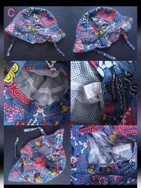 Japan Hysteric Mini Doll Kids' Graphic Bucket Hat - Blue with Red Accents